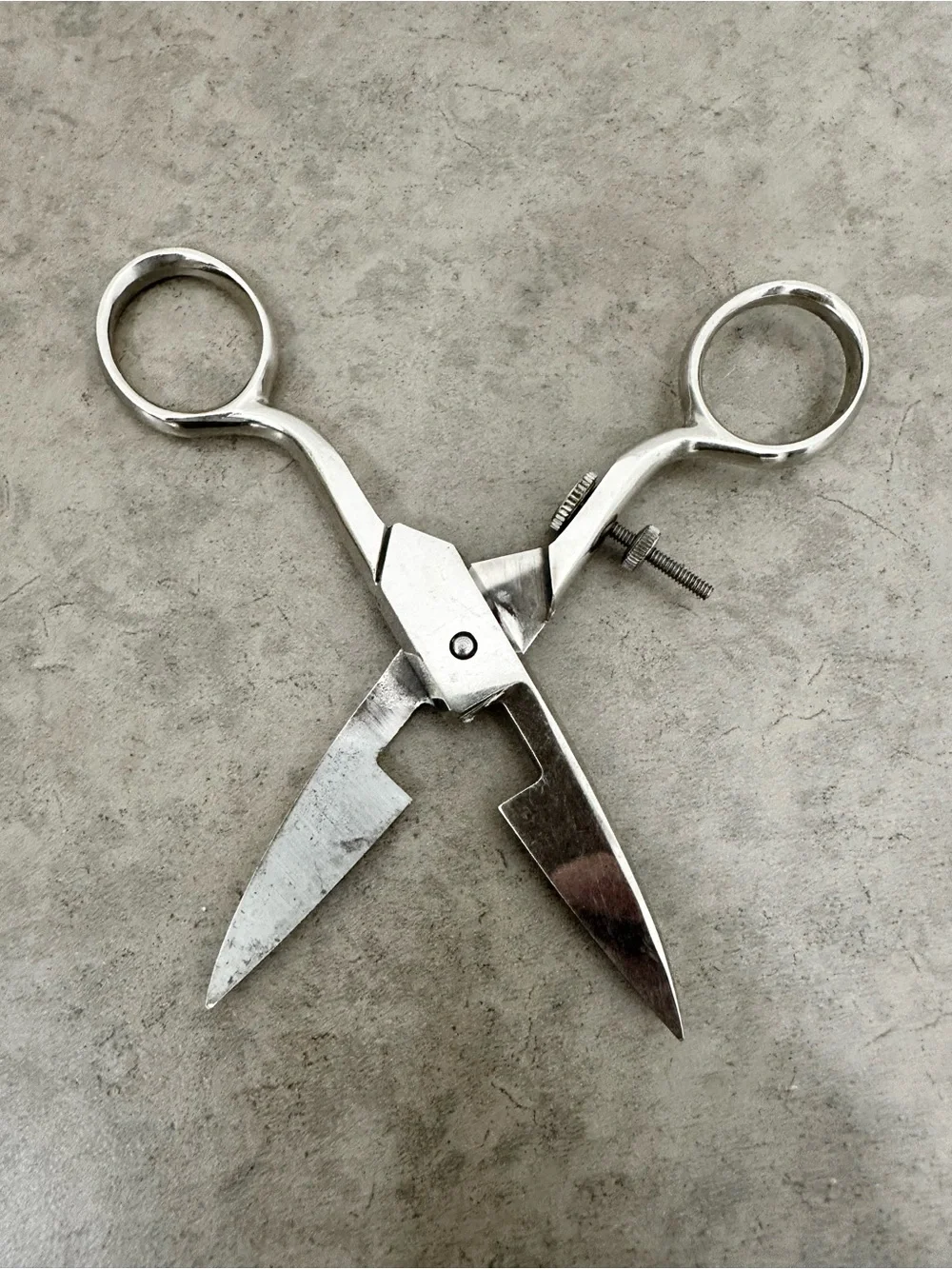 Vintage Silver Stainless Steel Buttonhole Scissors Highly Specialized Rollinger